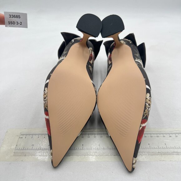 YDN Floral Print Pointy Toe Slip on Pumps Special High Heels Party Prom Shoe - Picture 7 of 8
